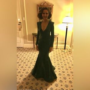 Stunning Michael Costello emerald green gown — 
Originally $3,500.